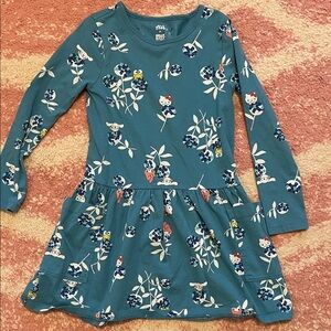 Tea Collection Teal Floral & Character Long Sleeve Dress